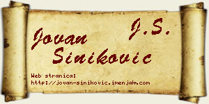 Jovan Šiniković vizit kartica